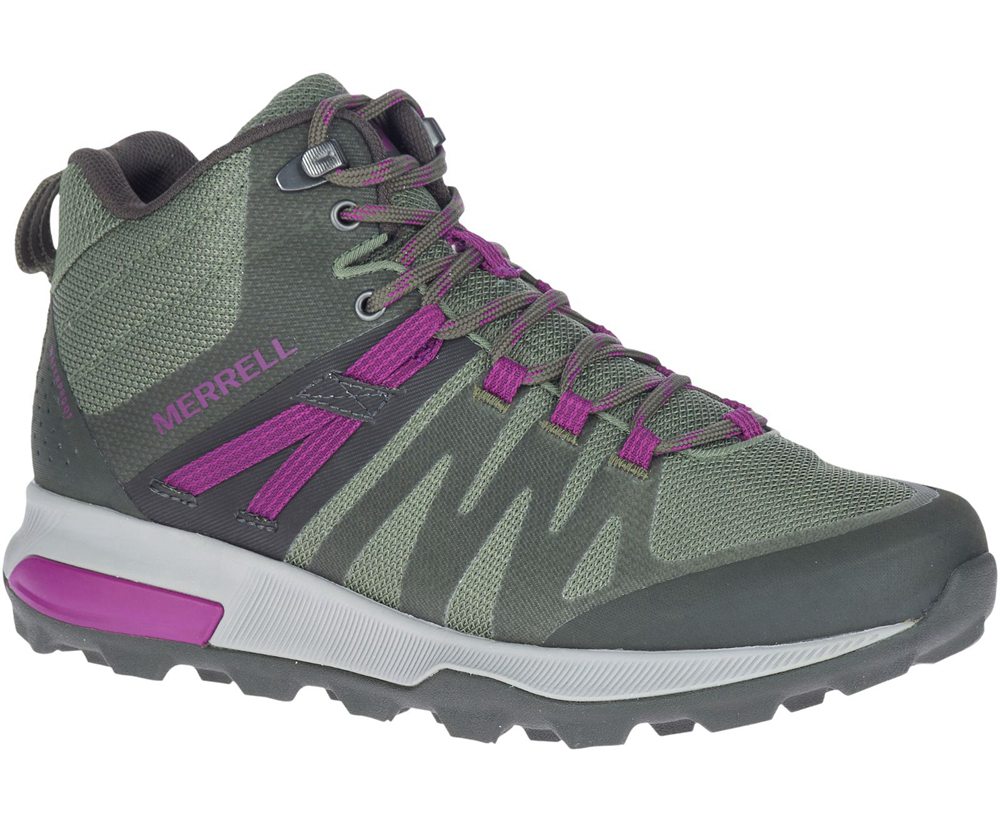 Kozaki Merrell Damskie Oliwkowe - Zion Fst Mid Waterproof - 163245-KUM